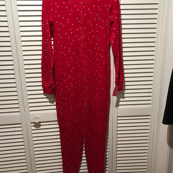 🆕Xhilaration Red w/Metallic Polka Dots UnionSuit - Picture 3 of 7